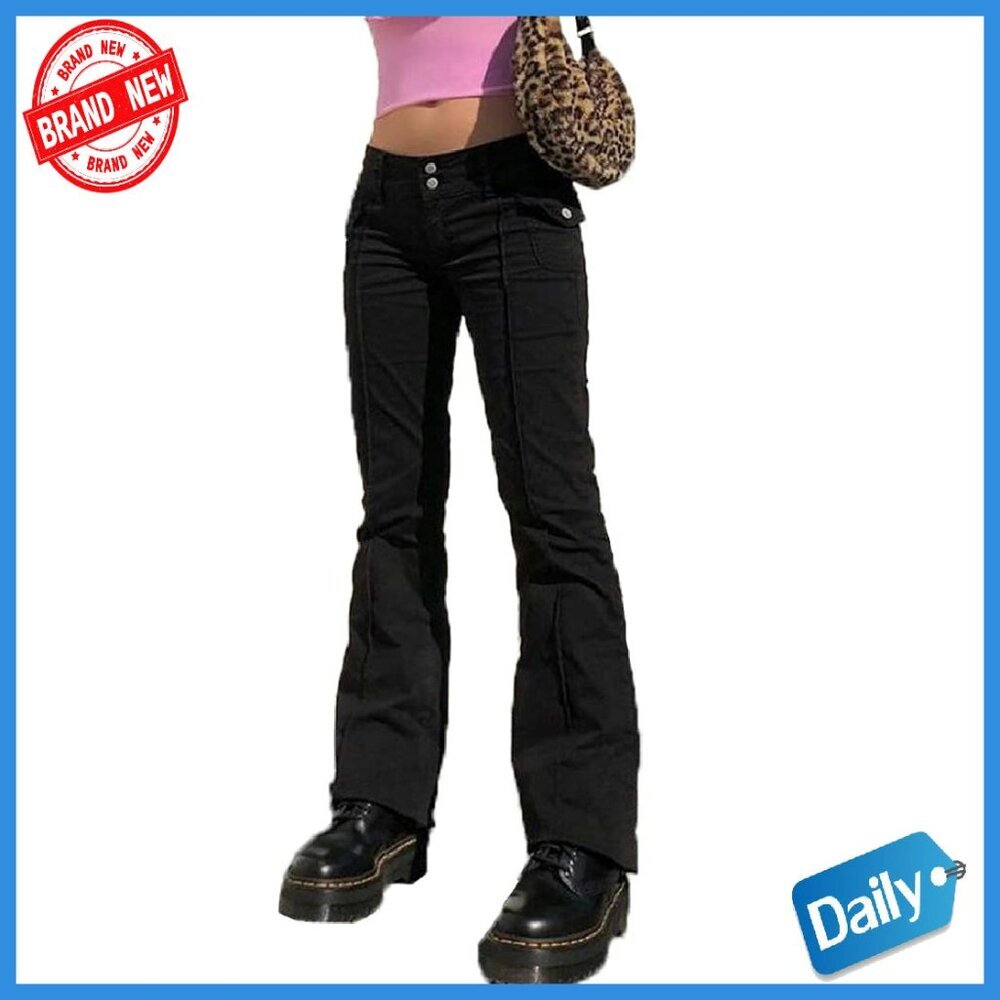 Low Rise Flare Pants Bell Bottom Bootcut Leggings Y2K Style